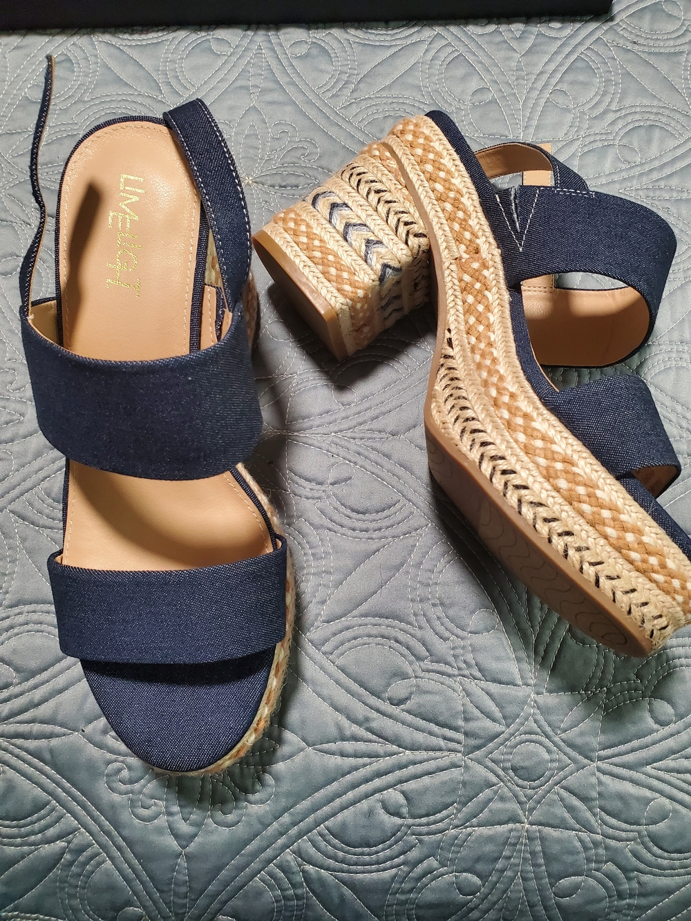 Limelight Navy Blue Espadrille Wedge Sandals